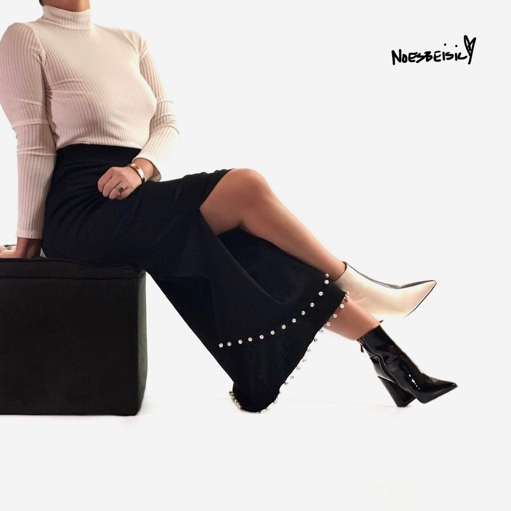 Zara Culottes With Slits and Faux Pearls NWT